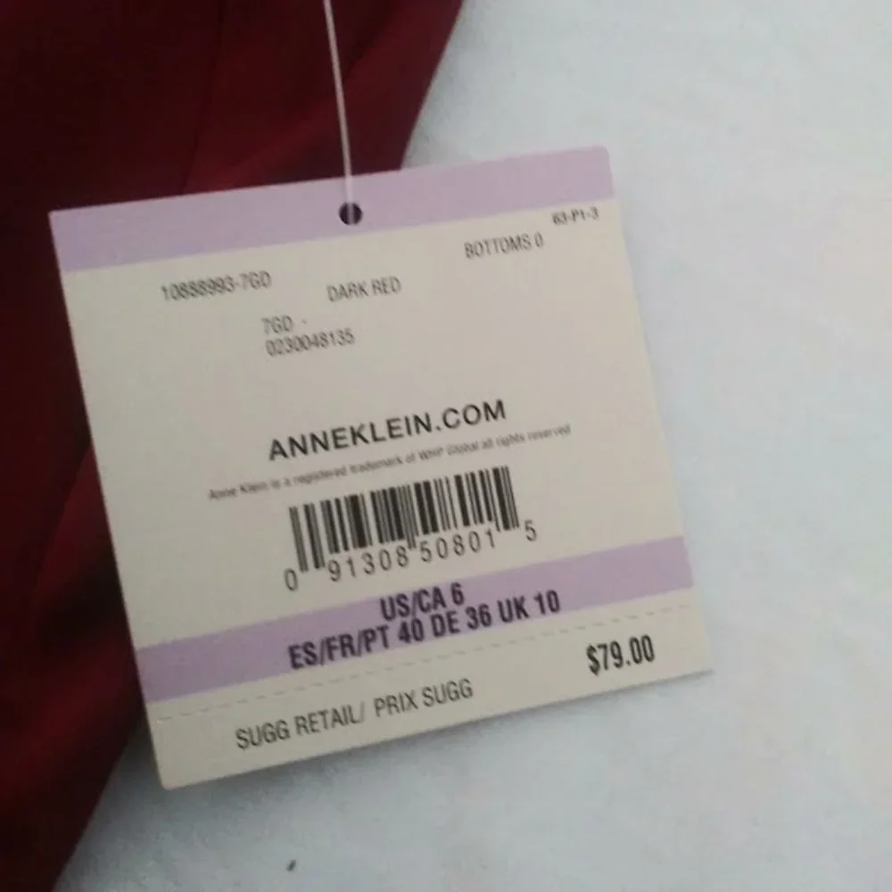 Anne klein women's size 6 dark red ruffle side slit skirt